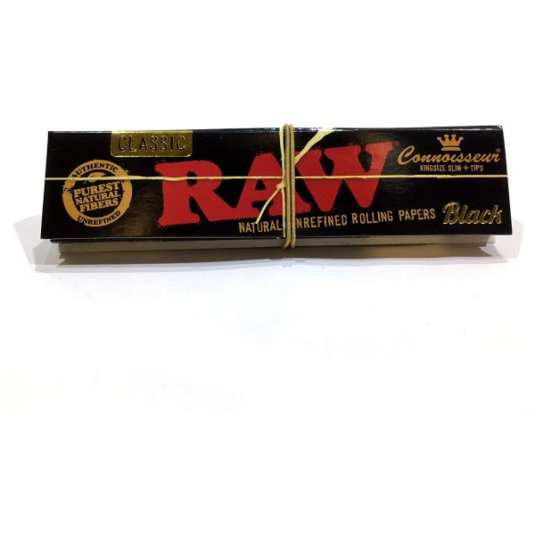 RAW Black Connoisseur King Size Slim Papers + Tips 